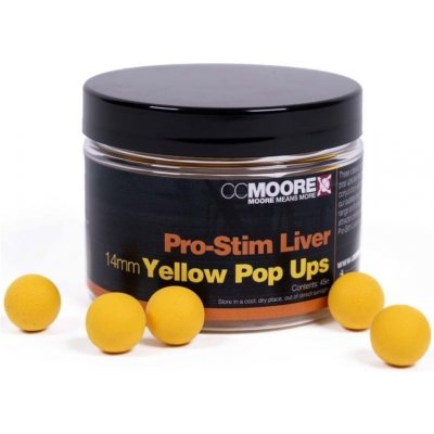 CC MOORE Plovoucí boilies Pro-Stim Liver Yellow Pop Ups 14mm 45ks