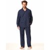 Pánské pyžamo Key 046 pyžamo dlouhé propínací tmavě modrá