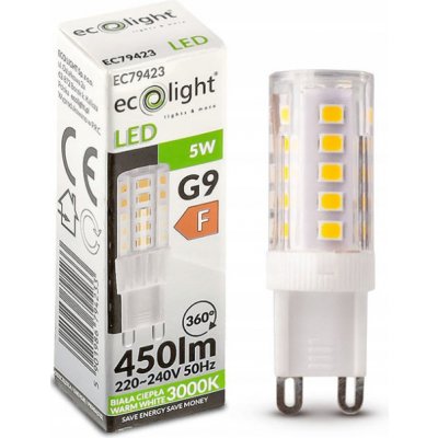 ECOLIGHT LED žárovka G9 5W 450lm teplá bílá EC79423