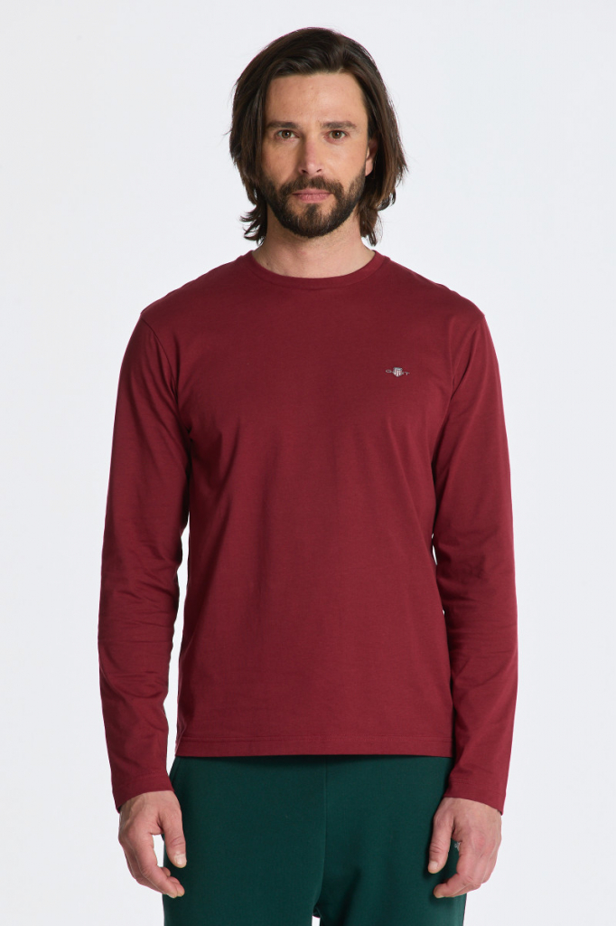 Gant tričko REG SHIELD LS T-SHIRT červená