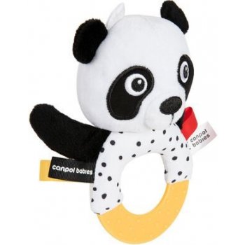 Canpol Babies Plyšové senzorické chrastítko s kousátkem Panda