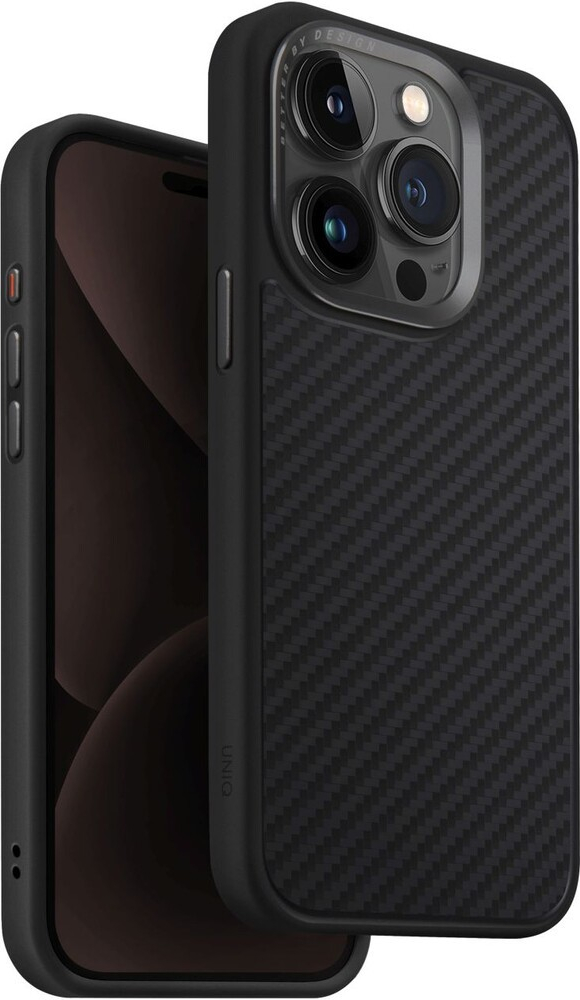UNIQ Keva MagClick ochranný iPhone 15 Pro Carbon černé