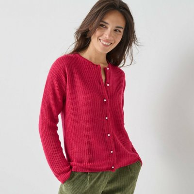 Propínací svetr s perleťovými knoflíčky malinová – Zbozi.Blesk.cz