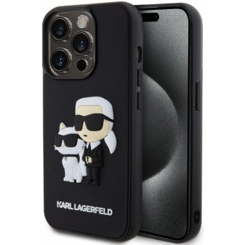 Karl Lagerfeld 3D Rubber Karl and Choupette iPhone 15 Pro černé