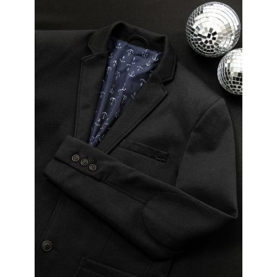 Ombre Clothing pánské sako se záplatami na loktech Brantley M56 černá