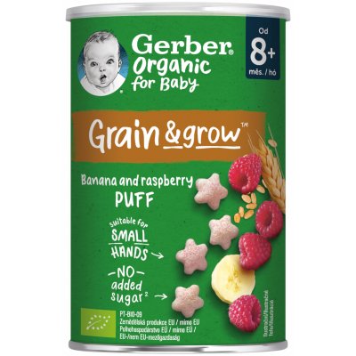 GERBER Organic křupky s malinami a banánem 35 g – Zboží Dáma