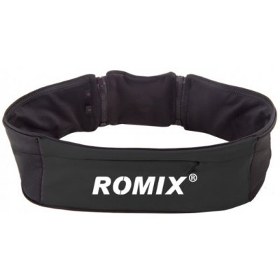 Pouzdro ROMIX sportovní opasek s velkou kapsu a dvěma menšími kapsami na běhání - vel. L / XL - černé