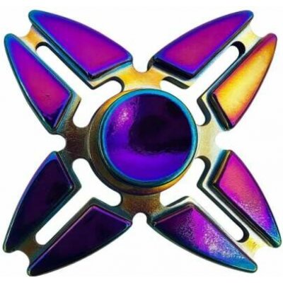 Kovový fidget spinner duhový čtyřramenný hvězdice v kovové krabičce – Zboží Dáma