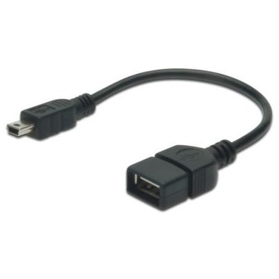 Digitus Adaptérový kabel USB 2.0, OTG, typ mini B - A M/F, 0,2m, USB 2.0, bl – Zboží Mobilmania