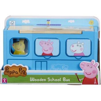 Character prasátko Peppa dřevěná vkládačka školní autobus