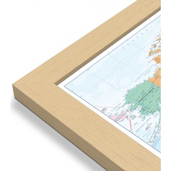 Excart Maps Svět - nástěnná politická mapa 194 x 138 cm (ČESKY) Varianta: mapa v dřevěném rámu, Provedení: Pegi přírodní