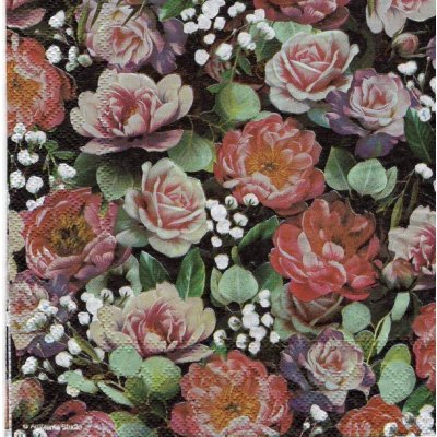 Ubrousek 33x33cm Růže na černém podkladu – Zboží Dáma