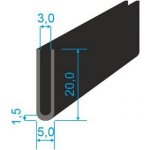 00535170 Pryžový profil tvaru "U", 20x5/3mm, 70°Sh, EPDM, -40°C/+100°C, černý – Zbozi.Blesk.cz