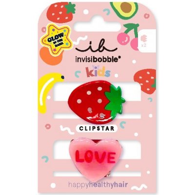 Invisibobble CLIPSTAR GLOW KIDS Frutti Strawberry - Dětská sponka do vlasů 2 ks – Zboží Dáma