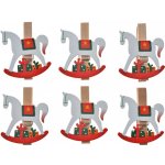 Vánoční dekorační kolíčky na přání / dárky s motivem houpacího koníka – 4x1x4 cm – Zboží Dáma