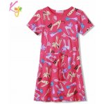 Kugo dívčí šaty HS9332 dívčí šaty s krátkým rukávem a kočičkami tmavě růžové – Zboží Dáma