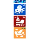 Kreslící šablony 3 ks Ufo Bagr Lokomotiva – Zboží Dáma