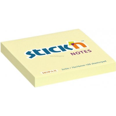 Samolepicí bloček Stick'n by HOPAX, 76 x 76 mm, 100 lístků, žlutý – Hledejceny.cz