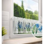 Vitrážková záclona s modrými květy biela Šírka 150 cm | Dĺžka 60 cm – Hledejceny.cz