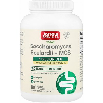Jarrow Saccharomyces Boulardii + MOS probiotika 5 miliard CFU 180 rostlinných kapslí s pomalým uvolňováním – Hledejceny.cz
