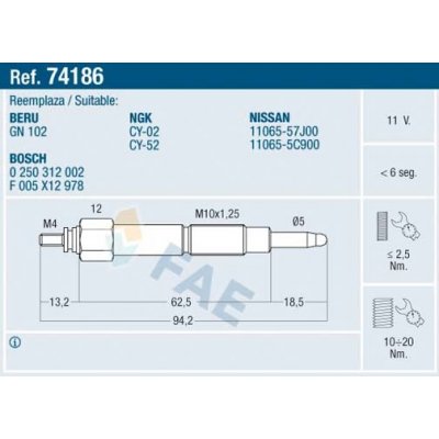 FAE Žhavicí svíčka 74186 – Zboží Mobilmania