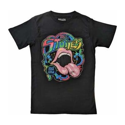 The Rolling Stones Embellished T-shirt: Some Girls Neon Tongue diamante