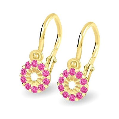 Soliter Dětské zlaté náušnice s fuchsiovými zirkony 239 001 00516 – Zboží Dáma