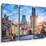 Obraz 3D třídílný - 105 x 70 cm - Sunrise on Charles bridge in Prague Czech Republic picturesque Východ slunce na Karlově mostě v Praze, Česká republika, malebné – Hledejceny.cz