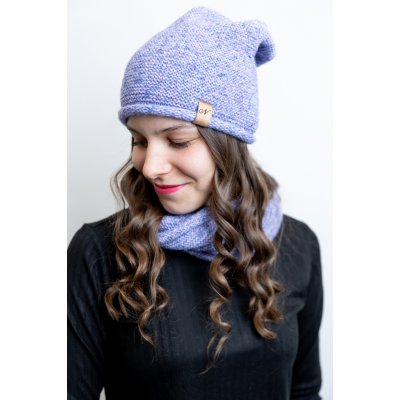 Italy fashion zimní set čepice a nákrčník MELÍR Modrorůžový melír – Sleviste.cz