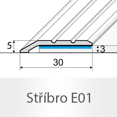 PROFIL Team Ukončovací nájezd stříbro E01 3 mm x 2,7 m