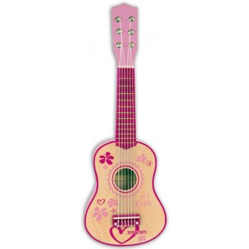 Bontempi Klasická dřevěná kytara v dívčí růžové barvě 55 cm