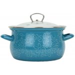 BELIS Smaltovaný hrnec se skleněnou poklicí 20 cm 3,6 l FLOWER 51020-155DDF05 – Zboží Dáma