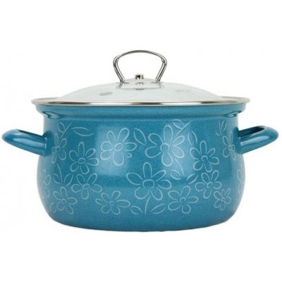 BELIS Smaltovaný hrnec se skleněnou poklicí 20 cm 3,6 l FLOWER 51020-155DDF05 – Zboží Dáma