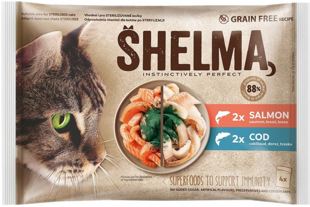 Shelma Cat losos a treska 4 x 85 g