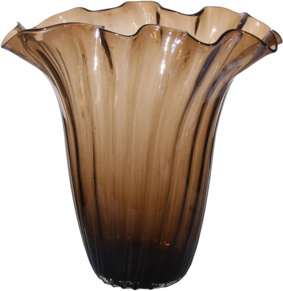 SHISHI Skleněná váza s okrasným lemem, hnědá 37 cm | Srovnanicen.cz