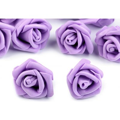 Dekorační pěnová růže Ø3-4 cm - fialová lila (10 ks)