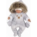 Z&Z Zimní kombinéza s dvojitým zipem kapucí a kožešinou rukavičky Angel šedý – Zboží Mobilmania