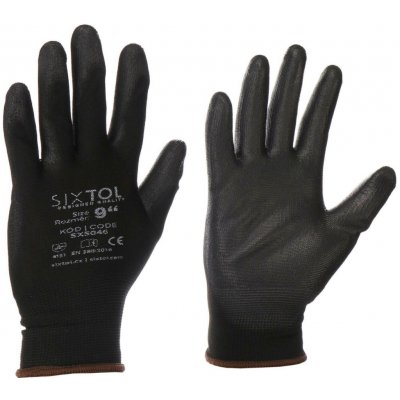 Rukavice pracovní z polyesteru polomáčené v polyuretanu GLOVE PE-PU 9, černé, velikost 9" – Zboží Mobilmania