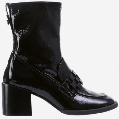 Högl dámské kožené lakované kotníkové boty na podpatku Maggie černé – Zboží Dáma