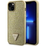 Guess Rhinestones Triangle Metal Logo iPhone 15 Pro Gold – Zboží Mobilmania