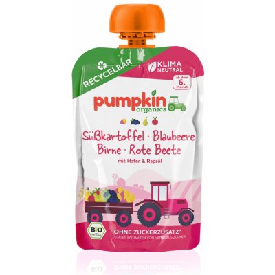 Pumpkin Organics BIO Zeleninové pyré ze sladkých brambor řepy borůvky oves 100 g