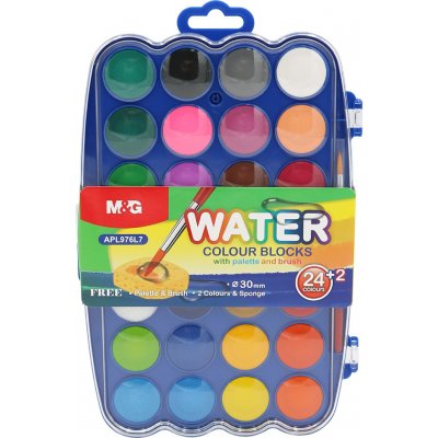 M&G Barvy vodové 26 barev (30 mm) + paletka a štětec 469658 – Zboží Dáma