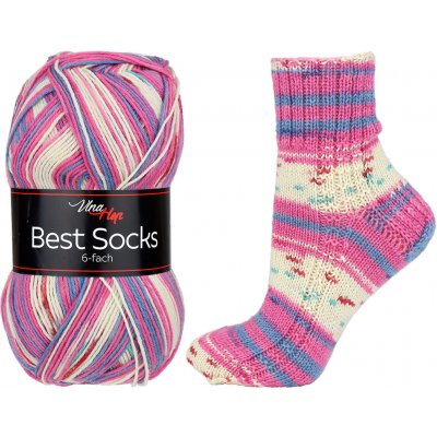 Vlna-hep Příze Best Socks 6-fach - ponožková - vlna Best Socks 6-fach: 6-fach - melír 7368