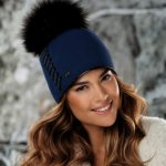 Krumlovanka Dámská zimní čepice s bambulí modré varianty Woolmark W-0658 – Hledejceny.cz