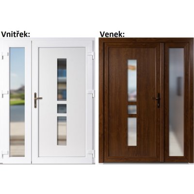 Soft Dvoukřídlé vchodové Megan+Sklo Nisip Zlatý dub/bílá pravé 150 x 200 cm – Hledejceny.cz