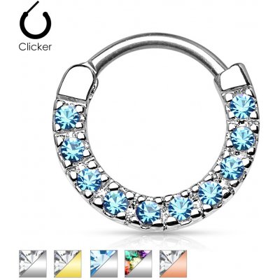 Šperky eshop ocelový piercing do nosu zirkony čiré barvy W27.20 Měděná čirá – Zboží Dáma