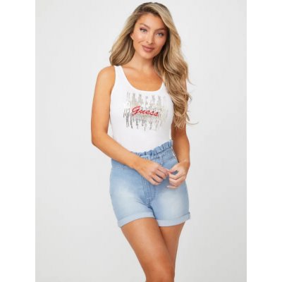 Guess Ozzie Sequin Tank bílé – Zboží Dáma