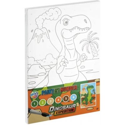 Creative Craft Group Malování na plátno podle čísel sada 19,5x29,7cm dinosaurus – Hledejceny.cz