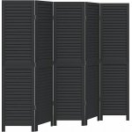 vidaXL Paraván 5dílný černý masivní dřevo pavlovnie 358853 – Zboží Mobilmania