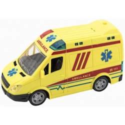 Teddies Auto ambulance plast 20cm na setrvačník na baterie se zvukem se světlem